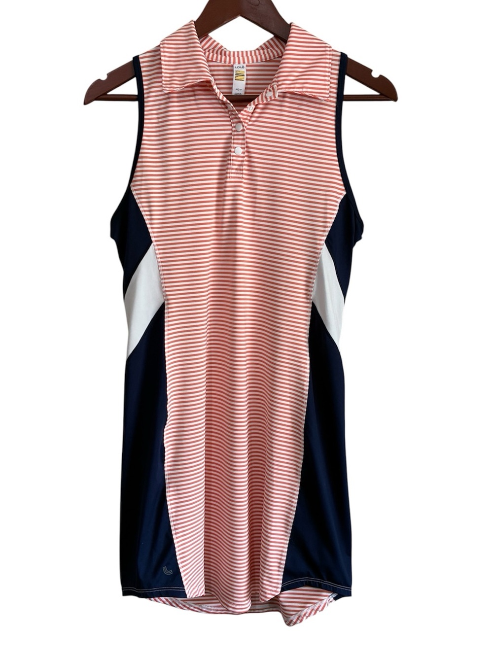 Lole Coral Striped Sleeveless Polo Activewear Dress Size XS